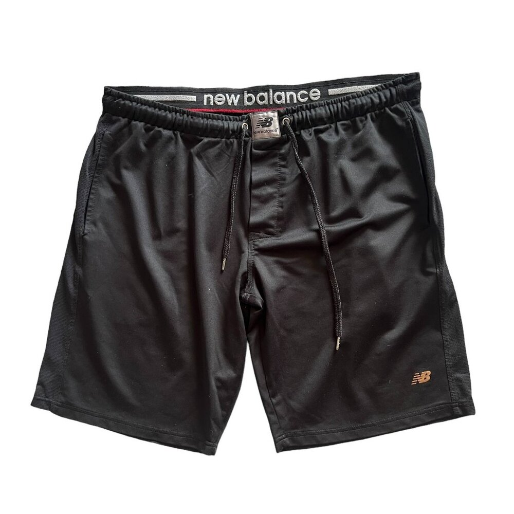 New Balance Men's XL Athletic Shorts Black Elastic Waistband & Drawstring